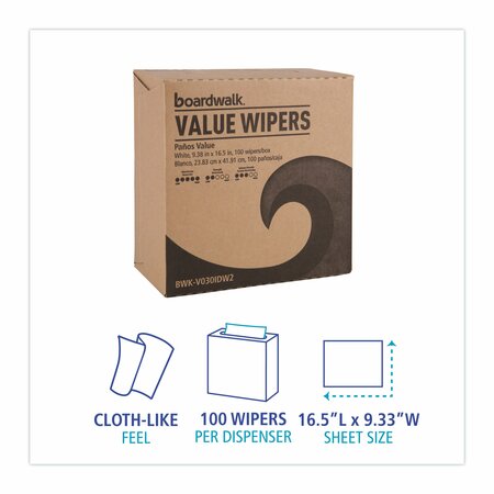 Boardwalk Towels & Wipes, White, Double Recrepe (DRC), 900 Wipes, 9.3" x 16.5", 900 PK BWKV030IDW2